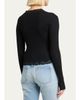 Saint Laurent Lace-Trim Cashmere-Wool Rib Buttoned Top - 3