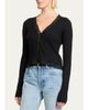Saint Laurent Lace-Trim Cashmere-Wool Rib Buttoned Top - 4