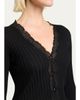 Saint Laurent Lace-Trim Cashmere-Wool Rib Buttoned Top - 5