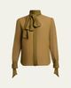 Saint Laurent Lavalliere Silk Long-Sleeve Blouse - 1