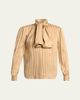 Saint Laurent Lavalliere Striped Silk Long-Sleeve Blouse - 1