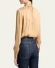 Saint Laurent Lavalliere Striped Silk Long-Sleeve Blouse - 3