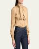 Saint Laurent Lavalliere Striped Silk Long-Sleeve Blouse - 4