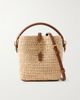 SAINT LAURENT Le 37 mini leather-trimmed raffia bucket bag - 1