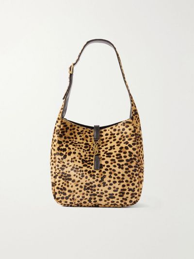 SAINT LAURENT Le 5 à 7 Supple small leather-trimmed leopard-print pony hair shoulder bag