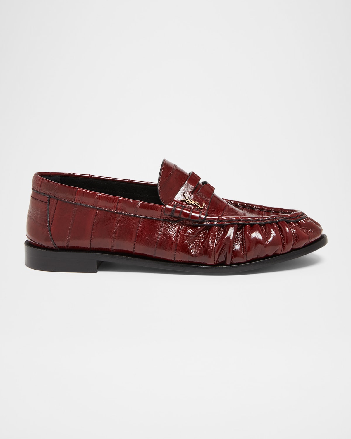 Yves Saint Laurent Deep Red Eel Skin Loafers SAINT LAURENT Le Loafer eel slippers | NET-A-PORTER main image 4