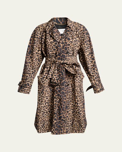 Saint Laurent Leopard-Print Nylon Trench Coat