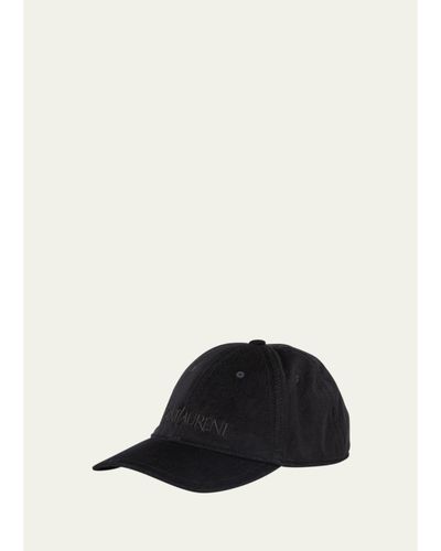 Saint Laurent Men's 6-Panel Corduroy Logo Baseball Cap