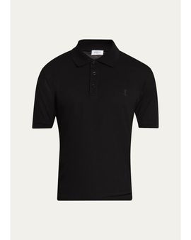 Saint Laurent Men's Cotton Pique Cassandre Polo Shirt