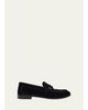 Saint Laurent Men's LE Cassandre YSL Moc-Toe Loafers in Velvet - 1