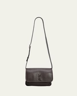 Saint Laurent Men's Niki Small YSL Messenger Bag in Grained Leather