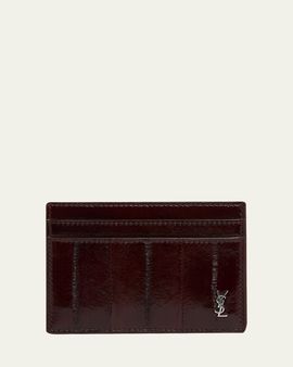 Saint Laurent Men's Tiny Cassandre Leather Card Case