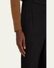 Saint Laurent Men's Wool Stripe Pleated Wide-Leg Trousers - 5