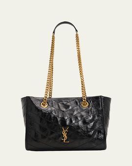 Saint Laurent Niki Small East-West Chevron Leather Shopping Bag