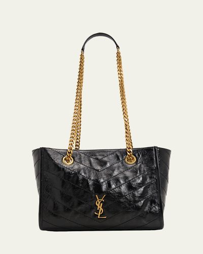Saint Laurent Niki Small East-West Chevron Leather Shopping Bag