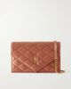 SAINT LAURENT Paris quilted satin chain wallet - 1