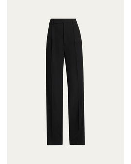 Saint Laurent Pinstriped Wool Crepe De Laine Straight-Leg Trousers