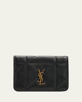 Saint Laurent Quilted Leather YSL Bi-Fold Card Case