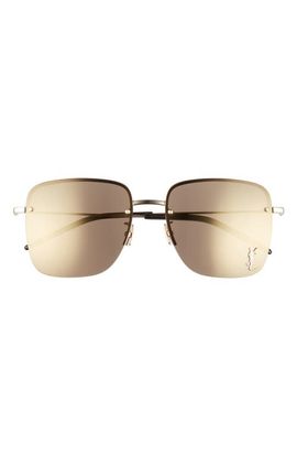 Saint Laurent Saint Laurent 58mm Semi Rimless Flat Front Square Sunglasses