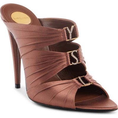 Saint Laurent Saint Laurent Amilie Strass Satin Slide Sandal