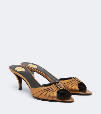 Saint Laurent Saint Laurent Babylone Cassandre metallic leather mules