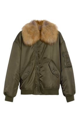 Saint Laurent Saint Laurent Bomber Jacket with Genuine Shearling Collar