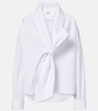 Saint Laurent Saint Laurent Bow-detail cotton poplin blouse