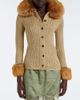 Saint Laurent Saint Laurent Cable-knit shearling-trimmed cardigan - 2