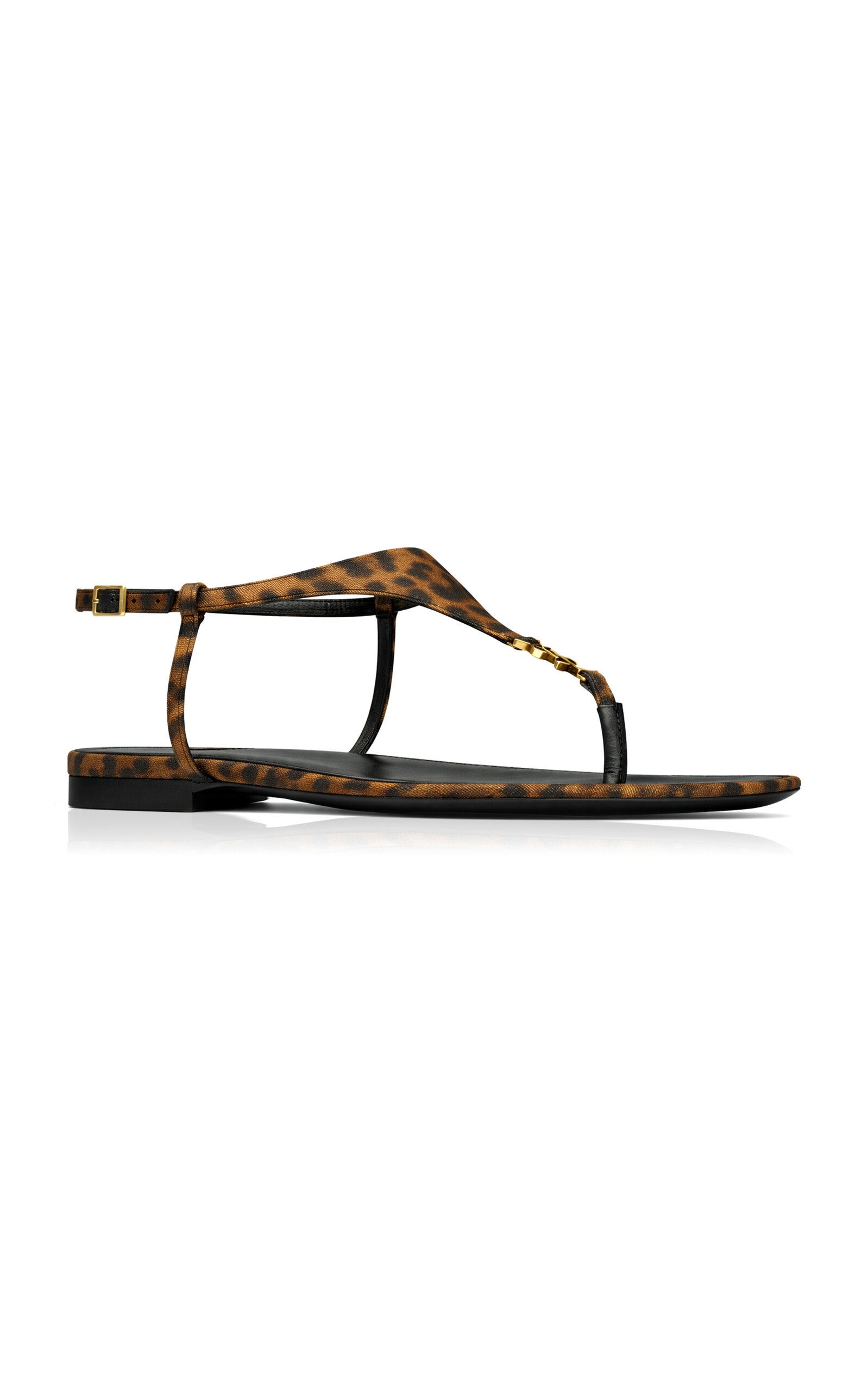 Saint Laurent Saint Laurent Cassandra LeopardPrint Grosgrain Sandals