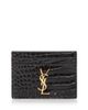 Saint Laurent Saint Laurent Cassandre Card Case in Crocodile-Embossed Shiny Leather - 1