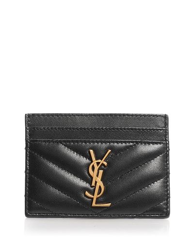 Saint Laurent Saint Laurent Cassandre Card Case in Lambskin