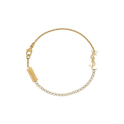 Saint Laurent Saint Laurent Cassandre Charm Bracelet in Metal and Rhinestone