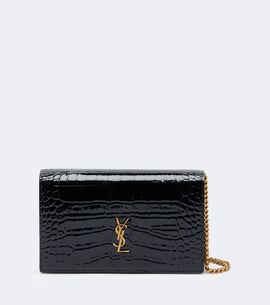 Saint Laurent Saint Laurent Cassandre croc-effect leather chain wallet
