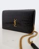 Saint Laurent Saint Laurent Cassandre croc-effect leather chain wallet - 6