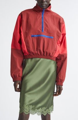 Saint Laurent Saint Laurent Cassandre Crop Nylon Faille Windbreaker