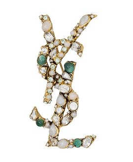 Saint Laurent Saint Laurent Cassandre Crystal Brooch