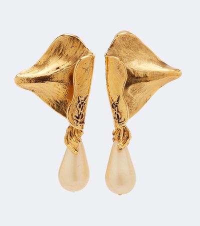 Saint Laurent Saint Laurent Cassandre faux pearl clip-on earrings