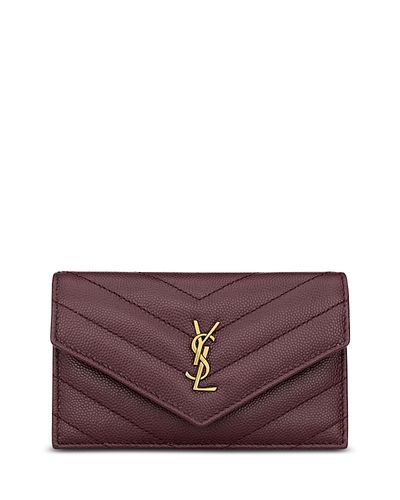 Saint Laurent Saint Laurent Cassandre Fragments Flap Card Case in Grain De Poudre Leather