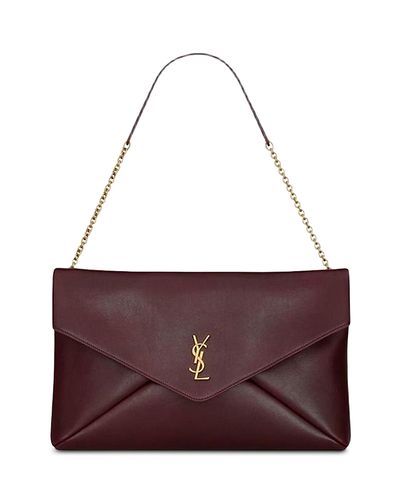 Saint Laurent Saint Laurent Cassandre Large Pouch on Chain in Shiny Leather