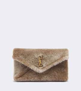 Saint Laurent Saint Laurent Cassandre Large shearling clutch