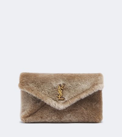 Saint Laurent Saint Laurent Cassandre Large shearling clutch