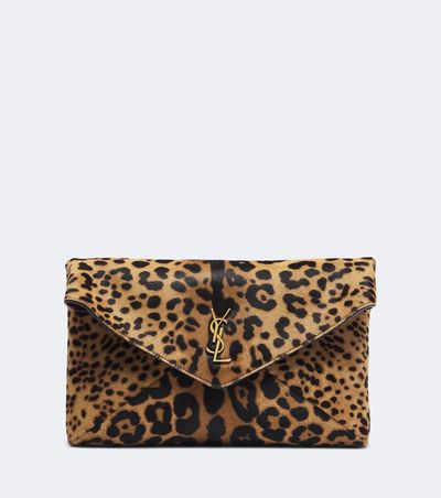 Saint Laurent Saint Laurent Cassandre leopard-print calf hair pouch