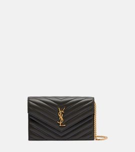 Saint Laurent Saint Laurent Cassandre matelassé envelope leather wallet on chain