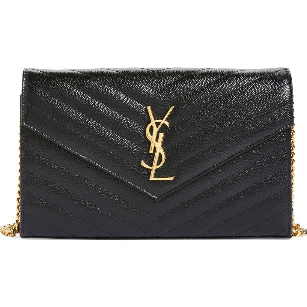 Saint Laurent Saint Laurent Cassandre Matelassé Leather Wallet on a Chain