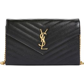 Saint Laurent Saint Laurent Cassandre Matelassé Leather Wallet on a Chain