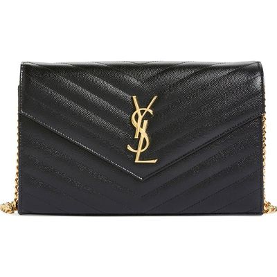 Saint Laurent Saint Laurent Cassandre Matelassé Leather Wallet on a Chain