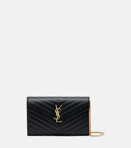 Saint Laurent Saint Laurent Cassandre matelassé leather wallet on chain