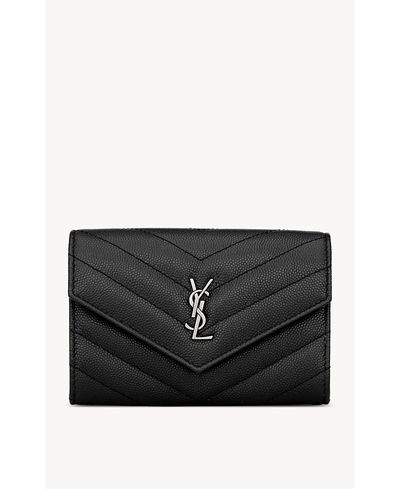 Saint Laurent Saint Laurent Cassandre Matelasse Small Envelope Wallet inGrain De Poudre Leather