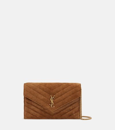 Saint Laurent Saint Laurent Cassandre Mini suede wallet on chain