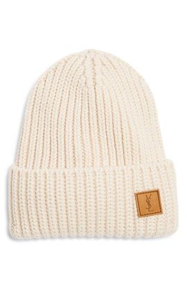 Saint Laurent Saint Laurent Cassandre Patch Wool Beanie